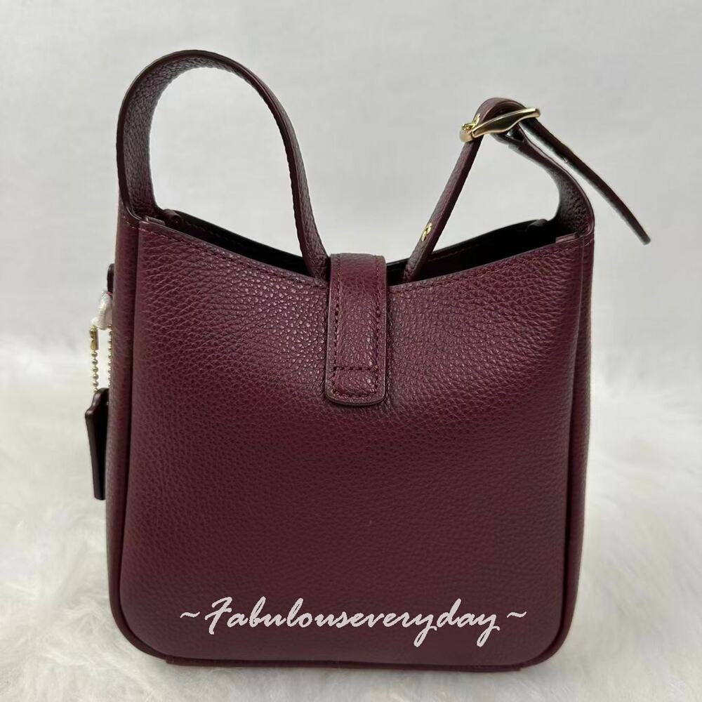 Coach Hadley Mini Crossbody Bag In Leather CAL60 Gold/Dark Wine Merlot NWT - Picture 3 of 9